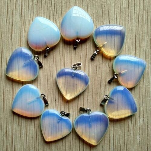 Wholesale 20pcs/lot 2018 fashion opal stone heart charms pendants for jewelry making 25mm top quality free shipping