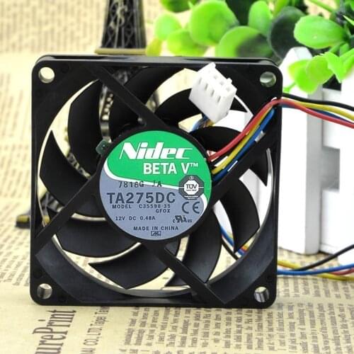 Original Nidec TA275DC C35598-35 7cm 7015 DC 12V 0.48A 4-Lines PWM Cooling Fan