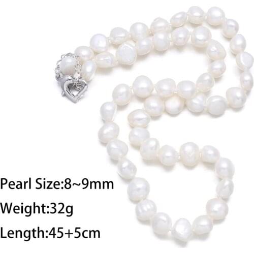 Natural Freshwater Irregular Pearl 8-9 Mm Necklace For Elegant Women Wedding Dress Gift