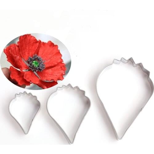 Poppy Flower Petals Cutter Slicer Stainless Steel Cake Mould Fondant Cookie Cutters Cake Decorating Tools Kitchen Bakeware A358