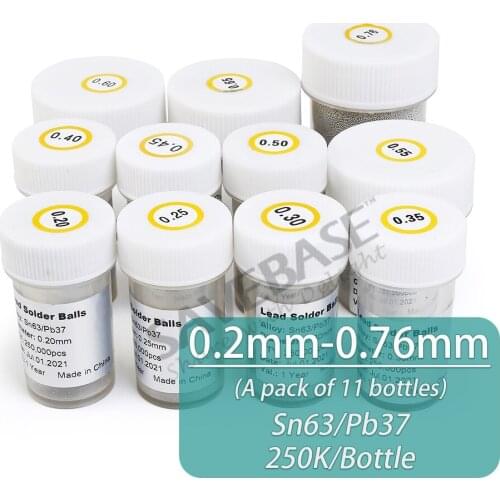 SAVEBASE 250K Lead Sn63/Pb37 0.2/ 0.25/ 0.3/ 0.35/ 0.4/ 0.45/ 0.5/ 0.55/ 0.6/ 0.65/ 0.76mm BGA Solder Balls