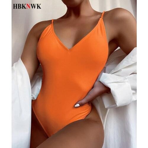 Sexy Backless One Piece Swimsuit Solid Womens Swimwear 2020 New Beach Bathing suit High Leg Bodysuit Swim Suit Female Monokini