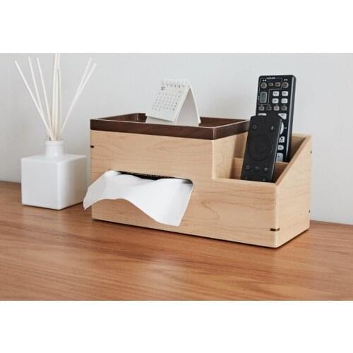 Solid Wood Multi-function Tissue Box Living Room Remote Control Storage Box Office Hotel Coffee Table Tray Decoration