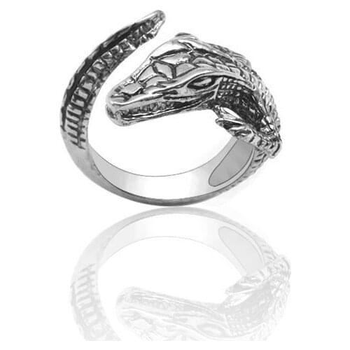 Vintage Punk Animal Men Ring Gothic Crocodile Rings For Women Unisex Opening Adjustable Ring Jewelry Drop Shipping Anillo Hombre