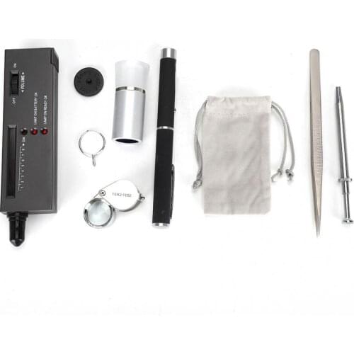 High Accuracy Diamond Tester Indicator Test Pen Flashlight Viewer Tweezers Magnifier Diamond Claw Identification Tool Set New