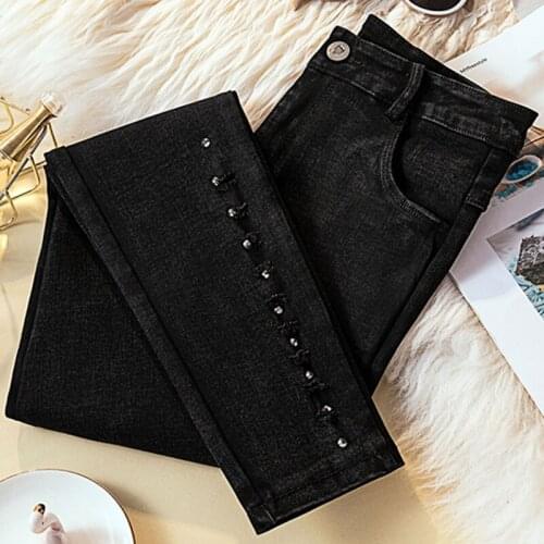 4XL Womens Denim Trousers 2021Spring Autumn Stretch Pencil Jeans Pants Plus Size Little Feet Pants Leggings Pantalon Mujer 100kg