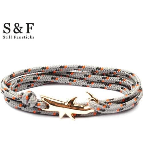 Gold Shark Bracelet Men Jewelry Viking Bracelets For Women Pulseira Masculina Bileklik Femme Pulsera Bijoux Homme Rope Braclet