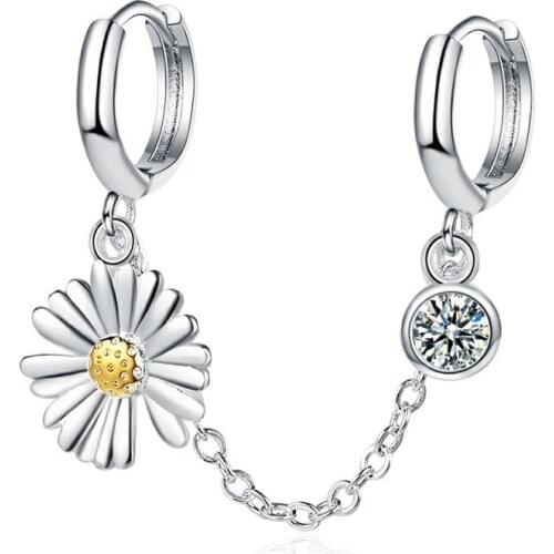 1 PCS Double Hoops Drop Earrings For Lady Jewelry Charming Daisy Flower Earring Female Long Tassel Accessories On Ear Latest