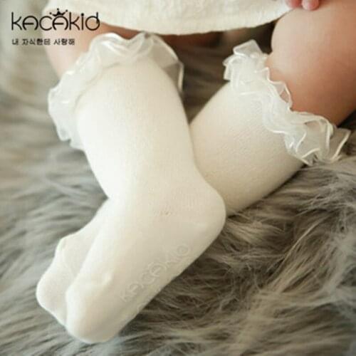 Kacakid 10 Pairs/set Lace Ruffle Girls Knee High Socks baby Long Socks Fall Winter Princess Socks Baby Floor Cotton Leg Warmers