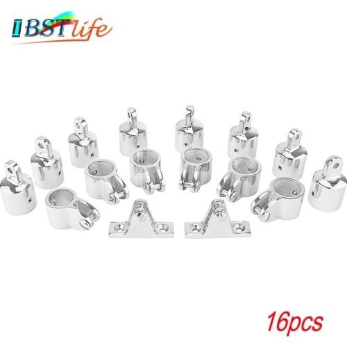 16 PCS Universal 4-Bow Bimini Top Stainless Steel 316 Marine Hardware Set Deck Hinge Jaw Slide Eye End Fitting Boat Accessories
