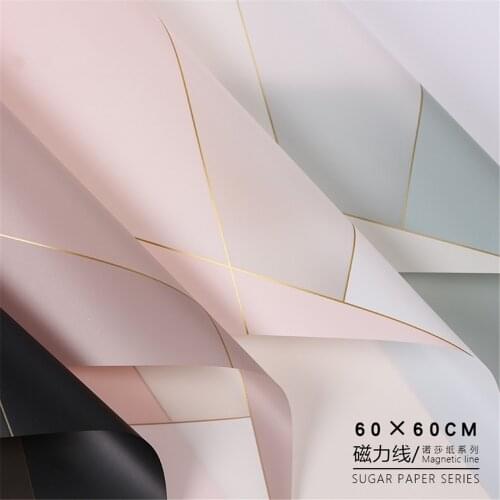 20pcs Creative Golden Lines Waterproof Bouquet Wrapping Paper New Florist Bouquets Floral Packaging Materials