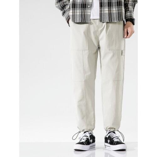 2021 Early Autumn Casual Pants Mens Loose Feet Pants Nine-point Pants About Breathable Harem Pants Workwear Stitching Pants