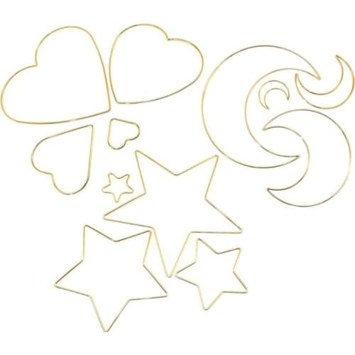 4 Pcs/Set Stars Moon Love Heart Metal Craft Hoops Macrame Dream Catcher Rings XX9B