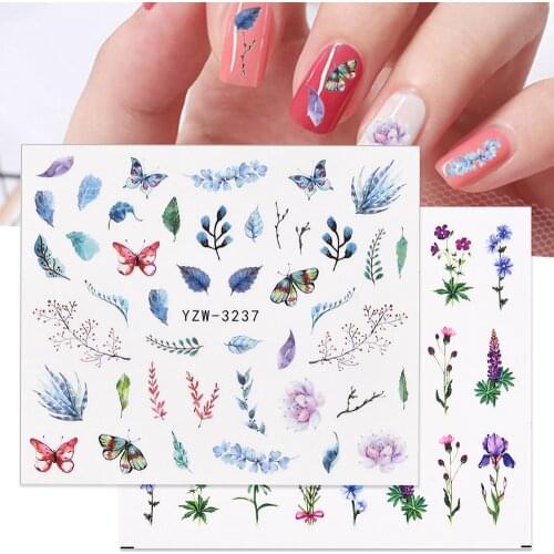 5 Pcs Flower Water Nail Stickers Decals Wind-Bell Butterfly Phalaenopsis Transfer Tip Flora Painting Slider Manicure Decoration