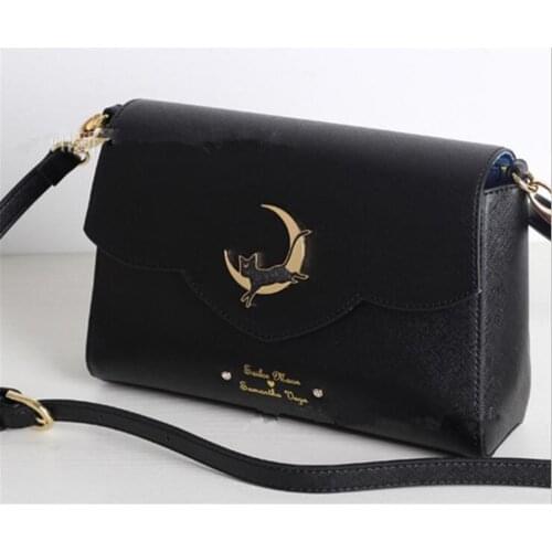 Anime Sailor Moon cosplay Samantha Vega Luna Handbag Shoulder Envelope Messenger Bag Ladies Black Bag Gift A1078