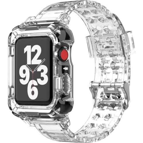 Case+Strap For Apple Watch Band 40mm 44mm 42mm 38mm Accessories durable cushioning Silicone Bracelet iWatch 5 4 3 6 SE