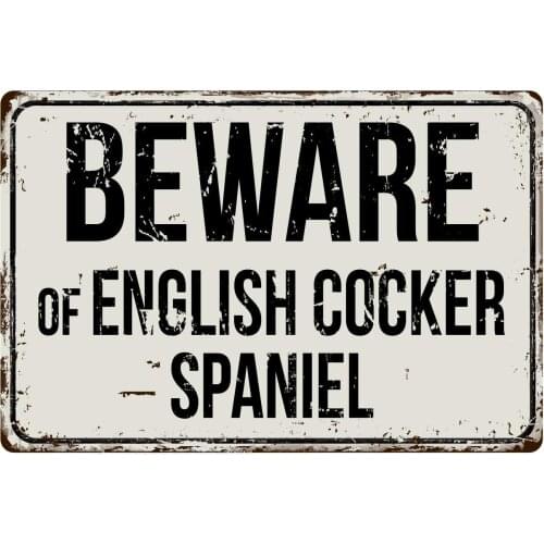 Deerts 86VS Beware of English Cocker Spaniel 8 x 12 Vintage Aluminum Retro Metal Sign