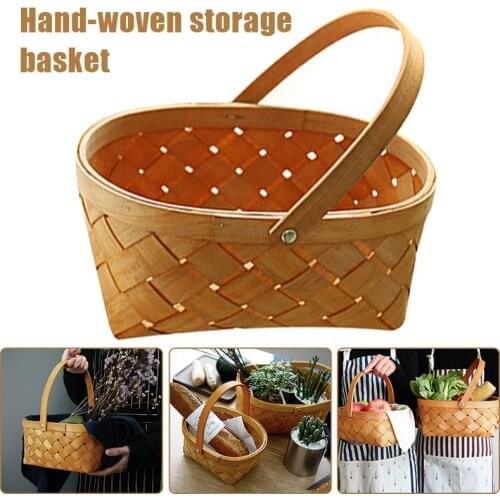 Hand Woven Wood Basket Vegetable Fruit Home Daily Necessities Easter Storage Basket SCVD889