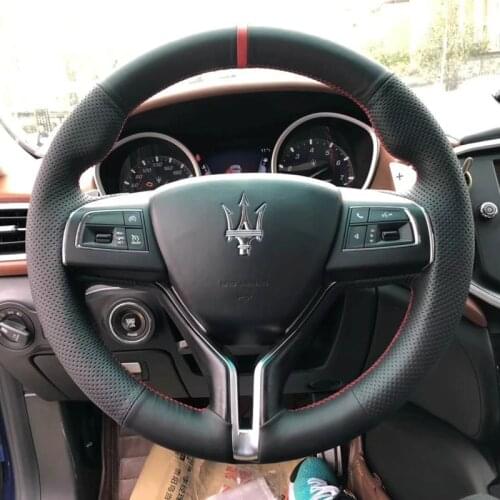 DIY Car Steering Wheel Cover For Maserati Ghibli Levante Quattroporte Stitch On Wrap Interior Accessories Top Leather