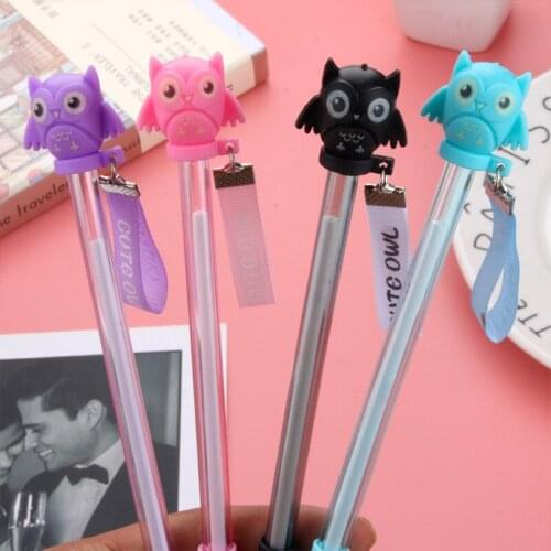 36 pcs/lot Kawaii Owl Pendant Gel Pen Cute 0.5mm black Ink Signature Pens Promotional Gift Office School Supplies