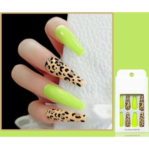 Artificial Nail Long Ballerina Press on Nails Ballerina Coffin Glossy False Nails for Salon Home DIY Nail Art MH88