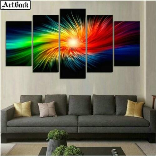 Five spell diamond painting color light diy full square & round scenery sticker diamond mosaic embroidery home decoration