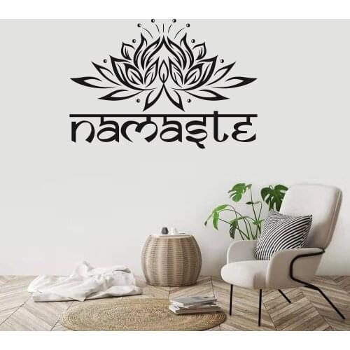 Lotus Yoga Sticker Buddha Statue Decoration Indian Word Religious Vinyl Wall Decal Home Bedroom Flower Mural Wall Stickers