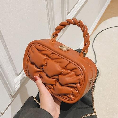 Small PU Leather Crossbody Totes with Short Handle for Women 2021 Winter Luxury Chain Handbags and Purses Shoulder Bags