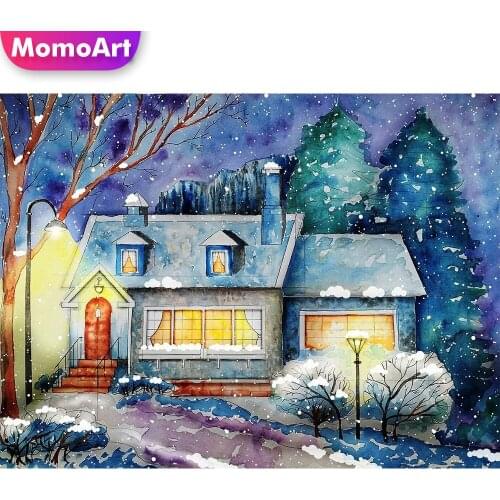 MomoArt 5D DIY Diamond Painting House Winter New Arrival Diamond Mosaic Landscape Full Square Embroidery Cross Stitch Wall Decor