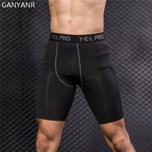 GANYANR Running Tights Men Yoga Basketball Fitness Leggings Compression Athletic Shorts Sports Skins Bodybuilding Gym Training