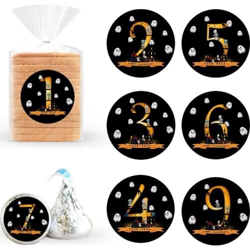 Pumpkin Ghost Halloween Custom Sticker Adhesive Label Paper Candy Bags Stickers Package Gift Numbered Stickers DIY Decoration