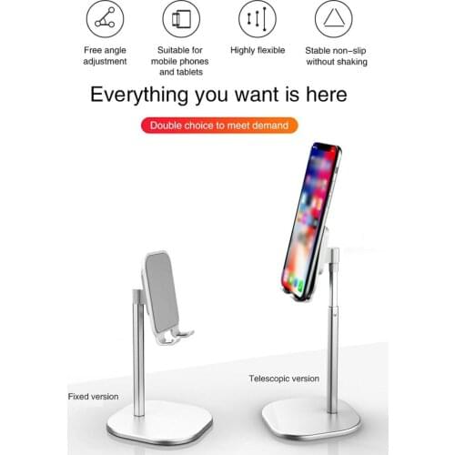 Desktop Phone Holder Tablet Stand For Ipad Phones Universal Bracket Metal Telescopic Adjustable Height Angle Live Support