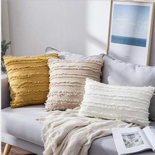 Bohemian Style Cotton and linen Pillowcase Ins Wind Pillow Does not Contain Core Cut Flower Tassel Sofa Pillow Contains Core