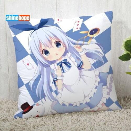 Kafuu Chino Pillow Cover Customize Anime Pillowcase Modern Home Decorative Pillow Case For Living Room 45X45cm,40X40cm