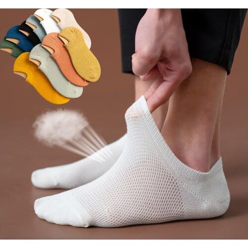 10 Pairs Mens No Show Socks Mesh Low Cut Ankle Sock Casual Invisible Cotton Non-Slip Durable Socks Men Size 6-11