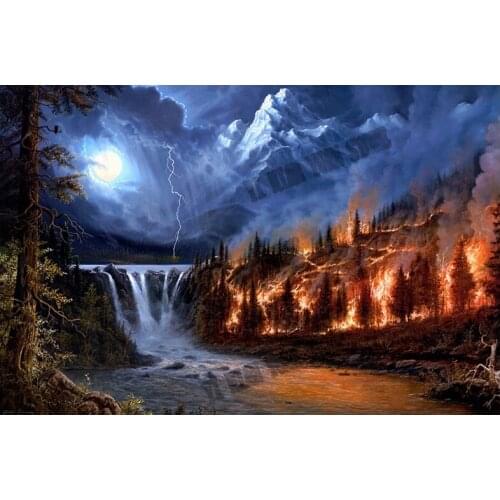 New 5d diy diamond painting full drill resin fire or water diamond painting Cross Stitch kits Rhinestone mosaic arts home decor