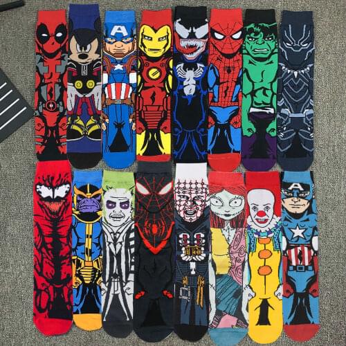 New Anime Series Marvel Spiderman Print Women Man Long Socks Mans Knee-High Cosplay Calf Sock Adult Hip Hop Personality Socks