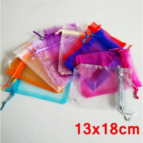 Bulk 1000piece lot Jewelry Drawable Organza Bags 13x18cm Wedding Candy Gift Bags & Pouches Free Shipping OGB006