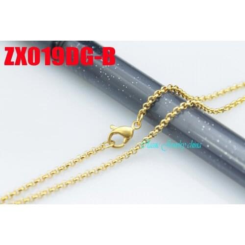 Golden color stainless steel necklace 2mm round rolo link chains women lady fashion jewelry 20pcs ZX019DG-B