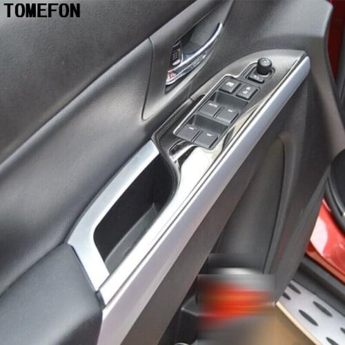 Stainless Steel For Suzuki S-cross SX4 2014 2015 2016 door Window glass panel Armrest Lift Switch Button Cover Trim Lamp Molding