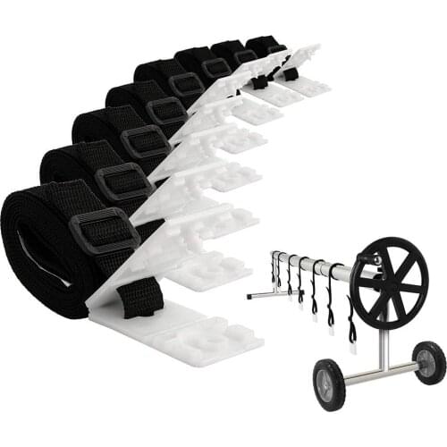 8 sets Pool Cover Roller Attachment Solar Blanket Straps Kit Universal Pool Strapping Kit for Pool Solar Cover Reel Accessory