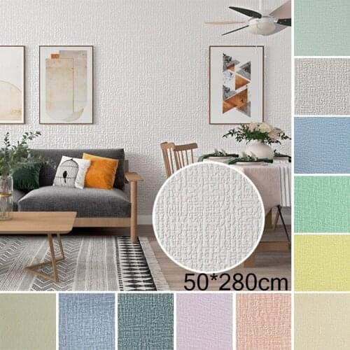 Thick Waterproof Linen Silk Pattern Wallpaper PVC Self-Adhesive Furniture Renovation Wall Stickers Decor Film 2.8x0.5M