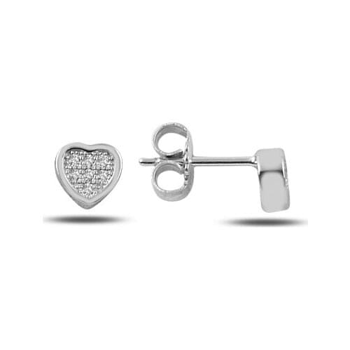 Silverlina Silver Zircon Stone Heart Earrings