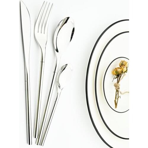 Silver High Quality Dinnerware Set Stainless Steel Cutlery Sets Tableware Flatware Knife Spoons Set Party Kitchen Home Supplies