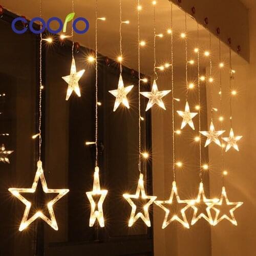 LED Star Curtain Light 12Stars 2M Christmas Light Curtain Icicle String Lights Holiday lighting