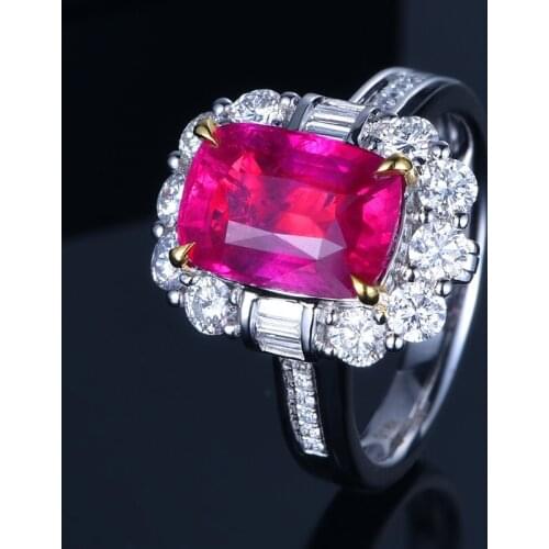 Vintage Dainty Square Rings 4-Claw Inlay Red Zircon Two Tone Jewelry For Promise Wedding Engagement Party Anniversary Gifts