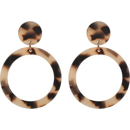 Vintage Round leopard Print 7 Colors Acrylic Earrings For Women Fashion Tortoiseshell Pendientes Drop Earrings Jewelry E19009