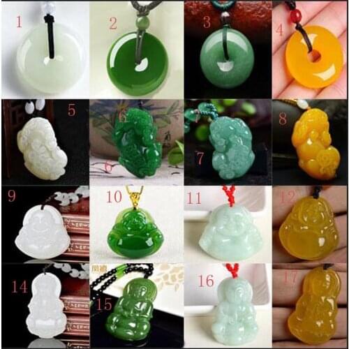 Fine Jewelry Charms Peaceful buckle pendant necklace for men and women, emerald ferret Pendant bracelet, Buddha Guanyin