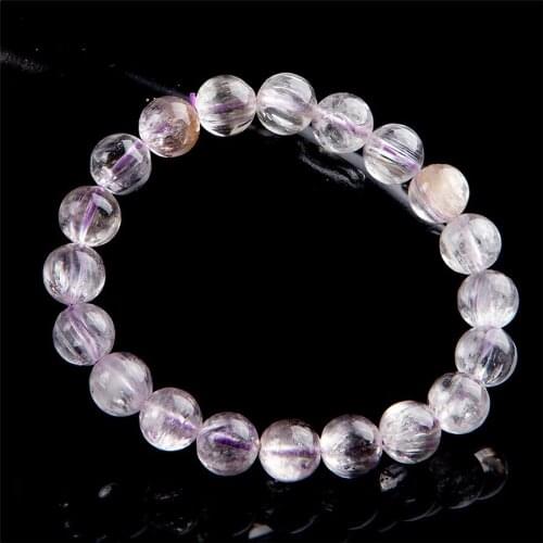 10mm Genuine Natural Purple Kunzite Quartz Crystal Bracelets For Women Femme Round Bead Stretch Charm Bracelet