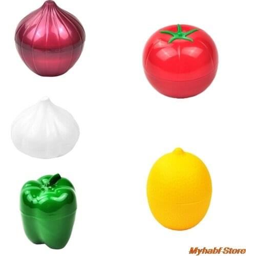 1pc Plastic Vegetable Shape Food Organizer Onion Garlic Tomatoes Lemon Green Pepper Food Fresh Container Kitchen Storage Box